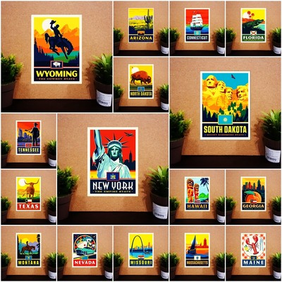 All USA State Kühlschrankmagnete Souvenir Fridge Magnet 2x3'' Vintage SET 1