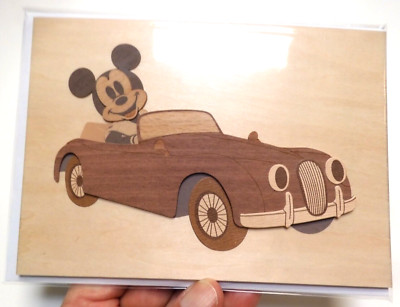 1 Papyrus Cards High Quality Disney WOODEN Mickey Mouse Birthday/Blank Cards