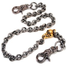 DK Gold Skull Strong Biker Trucker Key Jean Wallet Chain 27.5" Black CS40BLK