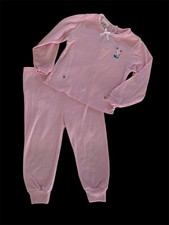 Vintage Carter  s Pajamas Girls 3T Pink Snap Together Set Top Pants Long Sleeve
