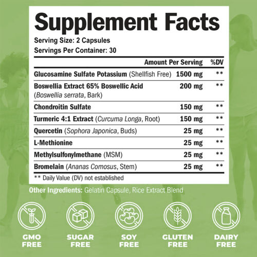 Glucosamina condroitina cúrcuma y MSM 2100 mg - soporte articular de triple fuerza - Imagen 2 de 8