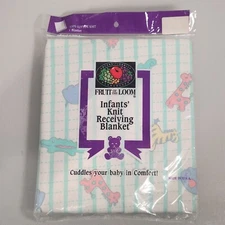 Vintage 1994 Fruit of the Loom Infants' Knit Receiving Blanket 30"x40" NEW 
