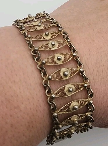 Vintage Silver Tone Filagree Link Boho Hippie Artisan Handcrafted Bracelet 7" - Picture 12 of 20