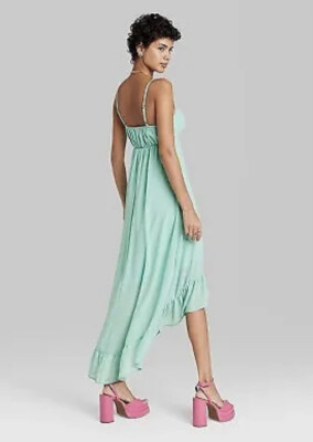 white christmas dresses Ruffle High-Low Chiffon Floral Print Dress Petite / 4 / White-Blue