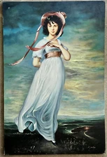 VINTAGE ORIGINAL OIL ON CANVAS SURREAL PORTRAIT PAINTING After THOMAS LAWRENCE