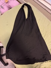 Show Me Your Mumu Black Satin Loose Fit Drop Back Halter Dress Size S