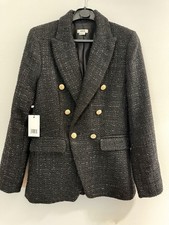 JASON WU Tweed Double-Breasted Black Blazer Jacket Women  s size small