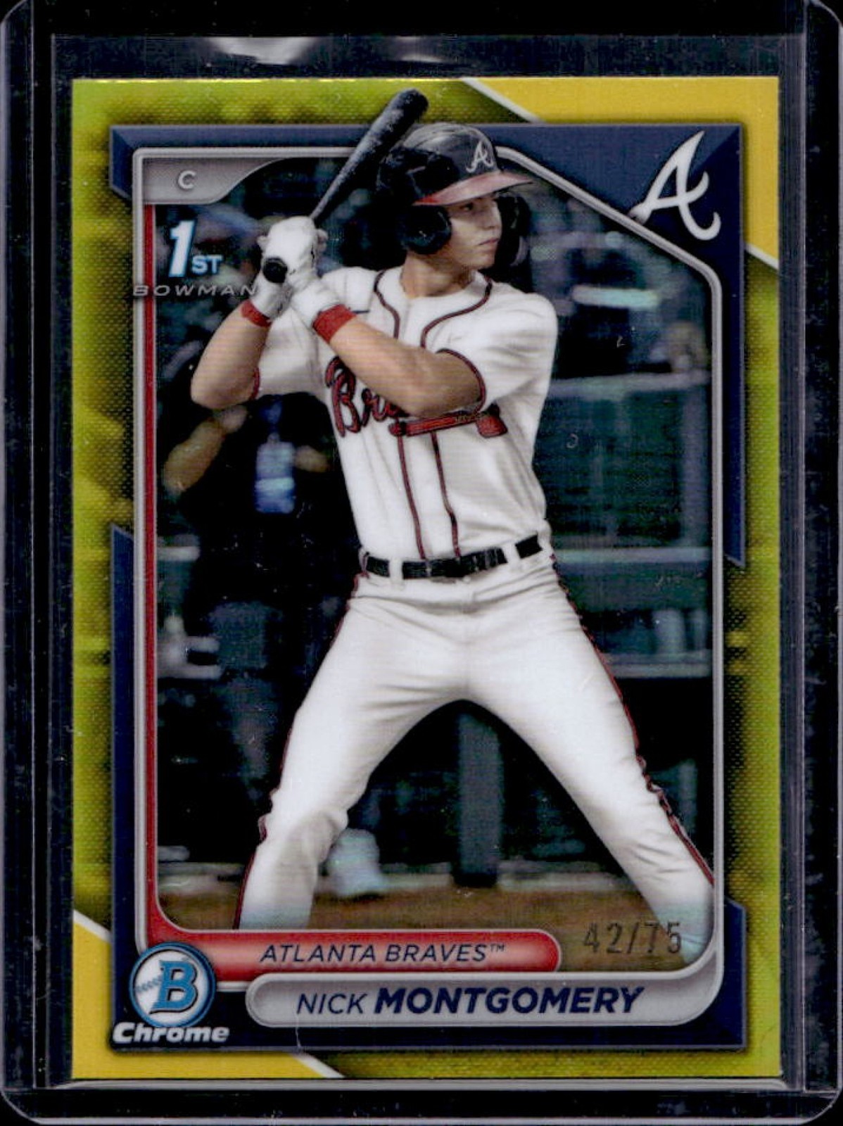 2024 Bowman Draft Nick Montgomery Chrome Yellow Refractor 1st #/75 Braves
