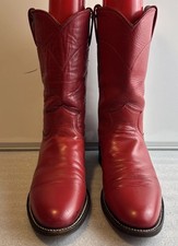 Justin Cowboy Boots 6.5B Red Leather L3055 Western Round Toe Women Shoes USA