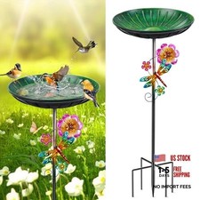 Metal Bird Bath for Outside, Removable Birdbath Feeder Bowl for Upgraded Green