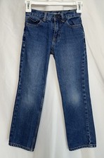 Boy's CAT AND JACK Relaxed Straight Leg Blue Jeans Adjustable Waist, Size 8