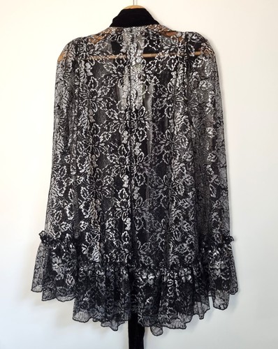 The Vampires Wife X H&M Cape Size XS S Silver Metallic Black Lace NWT - Picture 3 of 9