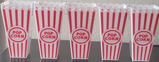 10Pcs Plastic Red White Striped Classic Popcorn Containers Bucket Boxes Square