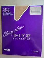 2 Pair Sears Thi-top Stockings Cling Alon Nude Classic Sz Vintage New Old Stock