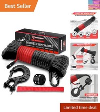 Off-road Winch Rope Kit - 316x50 8500 Lbs Black Synthetic Cable With Pro... Off-road Winch Rope Kit - 316x50 8500 Lbs Black Synthetic Cable With Pro...