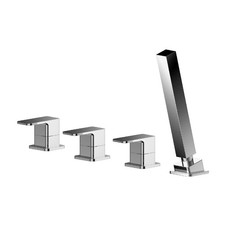 Image of Nuie Windon Chrome Deck Mounted 4 Tap Hole Bath Shower Mixer without Spout - WIN