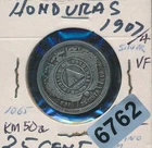 HONDURAS 25 CENTAVOS - 1907  - RARE - 7/4 OVERDATE #6762
