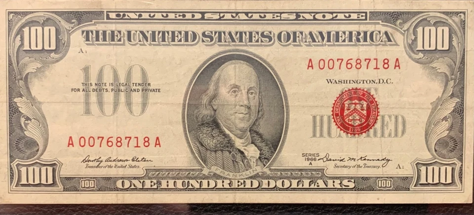 1966A $100 Legal Tender Note Red Seal PMG 30EPQ Fr#1551 (AA Block) - Image 3 of 4