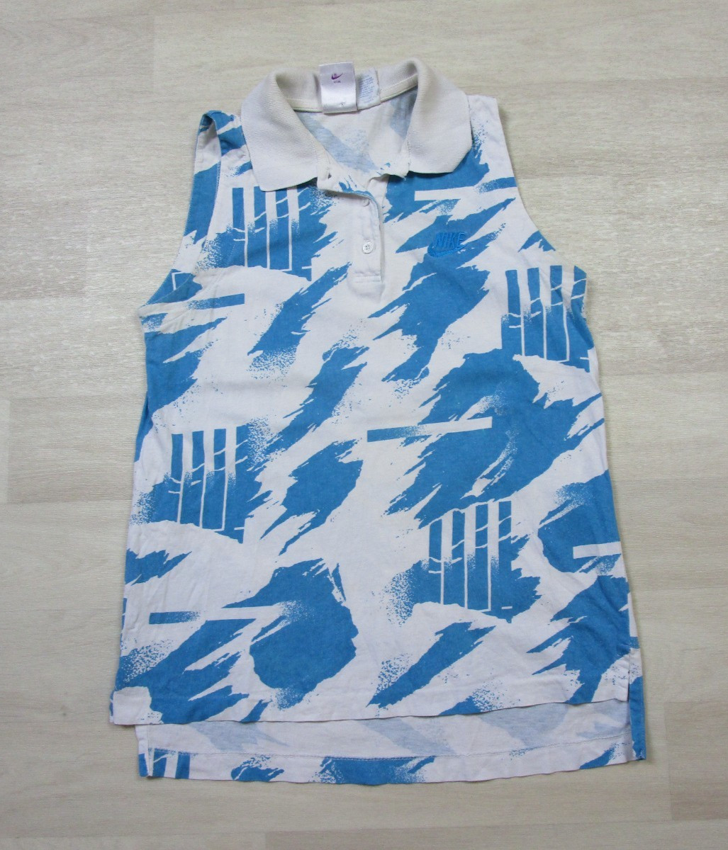 Vintage Nike Challenge Court Sleeveless Polo (M) Blue/White Women