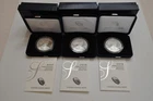 Three (2017,2018&2019 W) 1oz Silver Eagle $1 Dollar Proof Coins w/ Box & COA