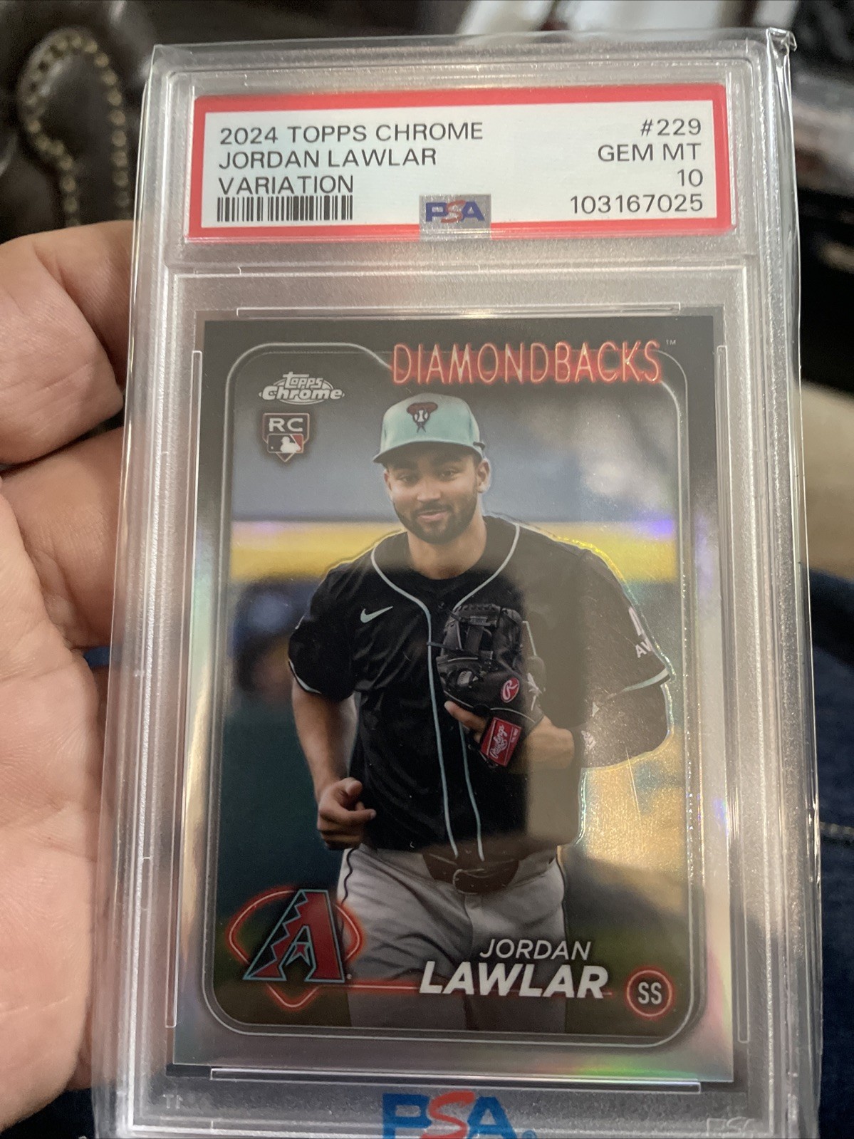 Jordan Lawlar Rookie 2024 Topps Chrome #229 Variation Diamondbacks PSA 10 Gem MT