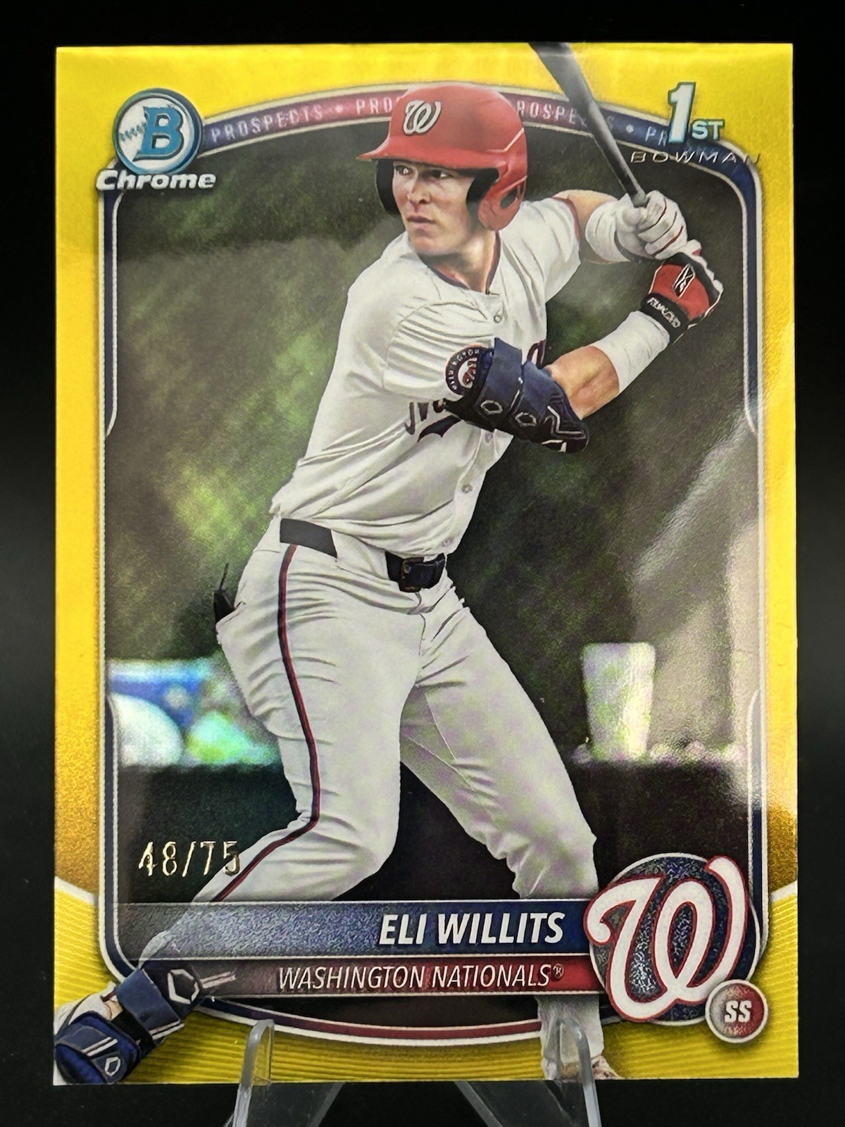 2025 Bowman Draft Eli Willits Chrome Yellow Refractor 1st #/75 Nationals B762