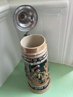 Germany Lidded Beer Stein Pewter Lid Raised Tavern Scene "Trinkt" — photo 8