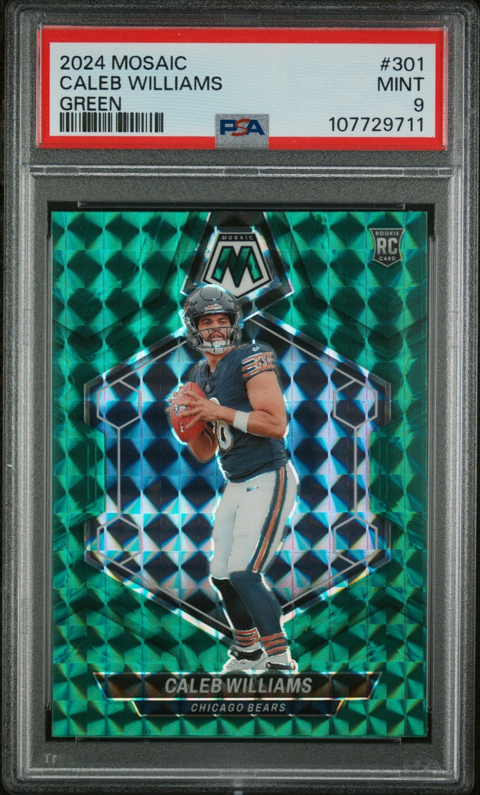 2024 Panini Mosaic - Rookies Caleb Williams #301 Green Mosaic Prizm BEARS PSA 9