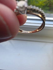 9ct Rose Gold Diamond Cluster Ring Size S Hallmarked 2mm Band