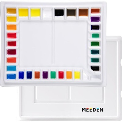 Kunst Palette Keramik Aquarell Acryl Mischpalette Weiß 33 Wells
