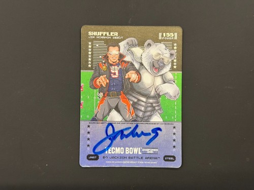 Bo Jackson Battle Arena Tecmo Bowl Shuffler Jim McMahon on card Auto Metallic