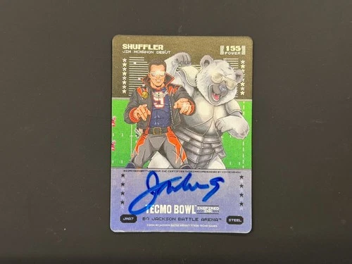 Bo Jackson Battle Arena Tecmo Bowl Shuffler Jim McMahon on card Auto Metallic