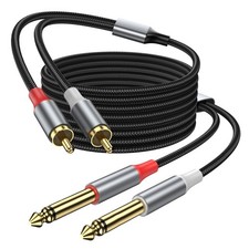 KAYQINHO 2 x 6.35 mm to 2RCA Cable, Dual 1/4 inch Male to 2 RCA Male Adapter ...