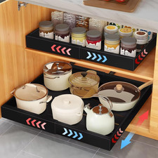 2 Pack Pull Out Cabinet Organizer - 21" Deep Pull Out Drawers for Cabinets Expan
