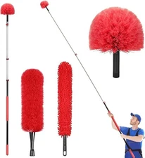 20Ft High Reach Dusting Kit with 5-12 Foot Extension Pole High Ceiling Duster US