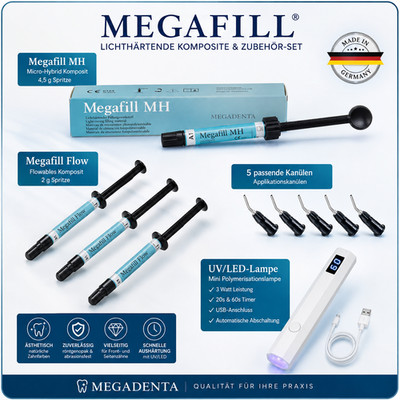 Megafill Flow & MH Komposit Polymerisationslampe LED Lichthärtend Composite Zahn