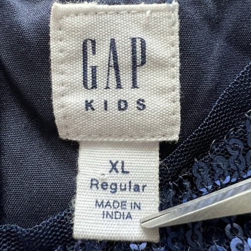 Gap Kids Girls XL Dress Blue Gold Stars Sequin Short Sleeve A Line Formal Party - Picture 4 of 17