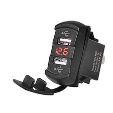 Dual USB Adapter with Voltmeter, 5V 4.2A Universal Rocker Style Red 