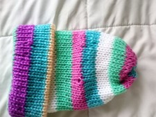 Multicolored Knitted Womans Winter Hat Size M/L Made In USA 100% Acrylic Beanie