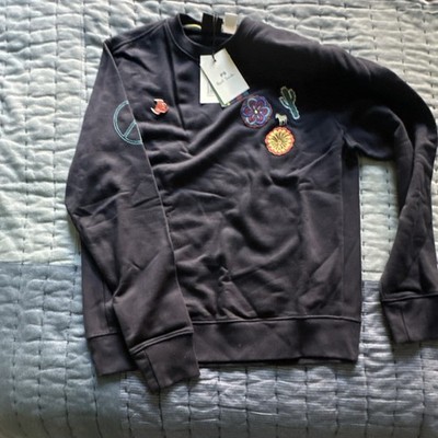 Paul Smith PS Patchwork Embroidered Navy Blue  Men's Crew Neck Sweatshirt