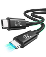 Thunderbolt 5 Cable 10FT 80Gbps USB C Data 240W 120Gbps 16K/Dual 8K Braided