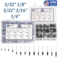560pcs Pop Rivets Assortment Kit Aluminum Blind Rivets 14 Sizes Blind Rivet Set