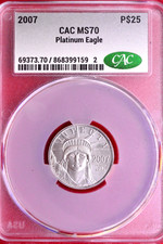 CAC MS-70! 2007 $25 1/4 OZ PLATINUM EAGLE ONLY 8,402 MADE! 2780.00 per troy oz