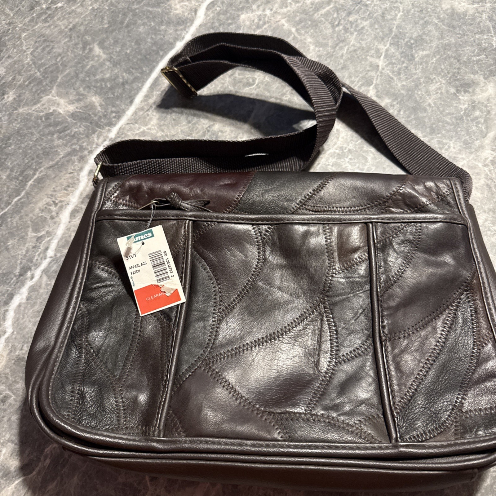 Vintage Chocolate Brown Patchwork Cross Body Bag … - image 1