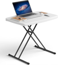 Folding Table 30 Inch - Small Desk Adjustable Height TV Tray for Laptop, Couch,