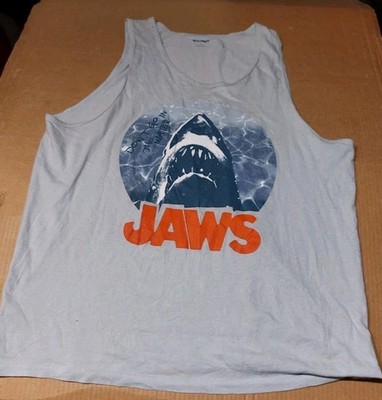 Old Navy Men's M Jaws Don't Go In The Water Graphic Tank Top Storm Blue