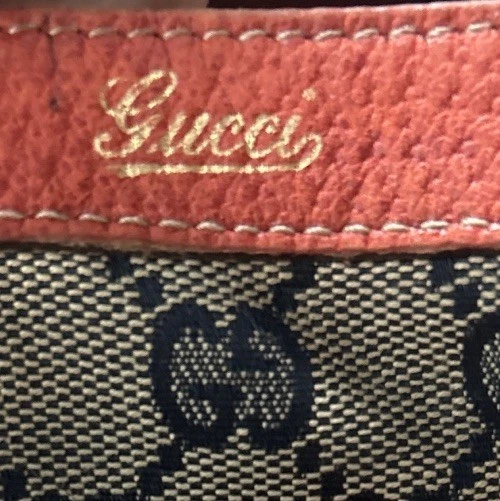 Bolso de Mano Gucci Abbey Anillo en D 147720 213317 GG Lona Cuero Rojo Borde De Colección *Leer Foto 2 de 4