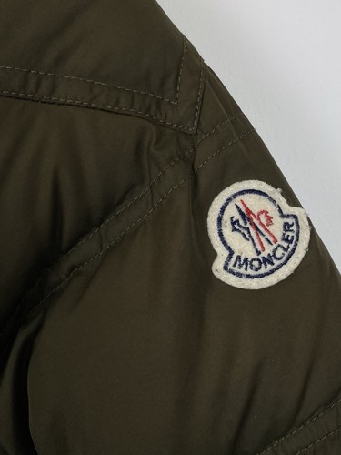 Moncler Full Zip Puffer Down Jacket Kids Size 8 Anni 128 Cm Khaki Green Buttons - Picture 6 of 24