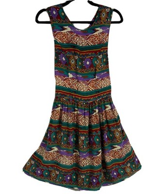Women s Mini Dress Fit&Flare Criss Cross Strappy Back Sz XS MINKPINK Tribal NWT