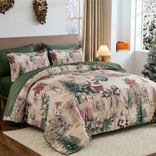 Christmas Duvet Cover Set Queen, 3 Pieces Christmas Bedding Set with 2 Pillowcas
